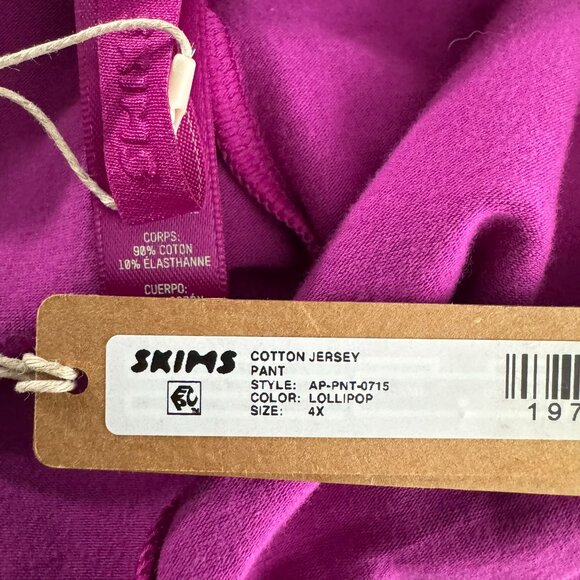 Skims Cotton Blend Jersey Foldover Pants 4X Lollipop Magenta NWT PT-2545 - Picture 10 of 11